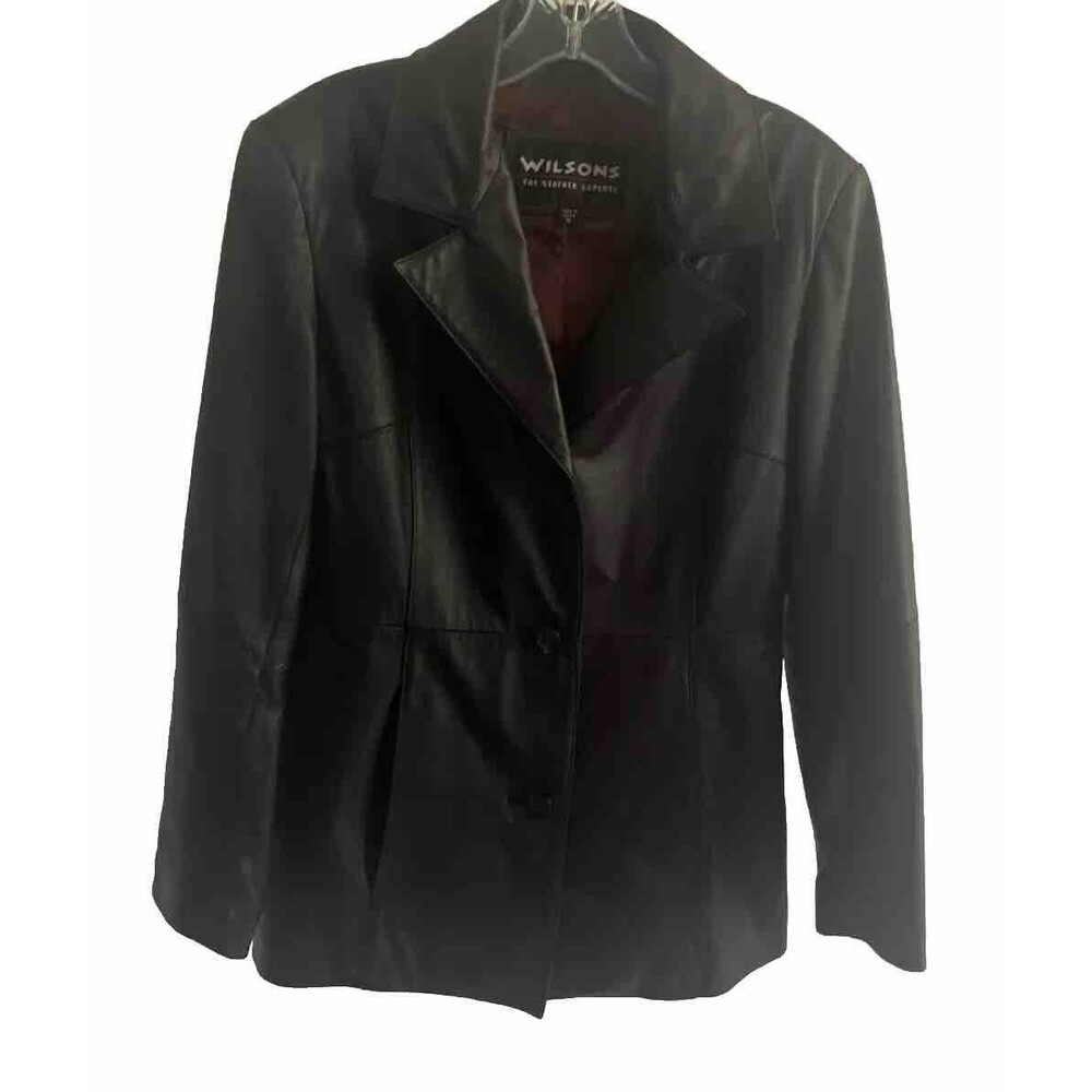 Vintage Wilson’s Leather Black Women’s Blazer 3 Button Front 80’s 90’s Y2K